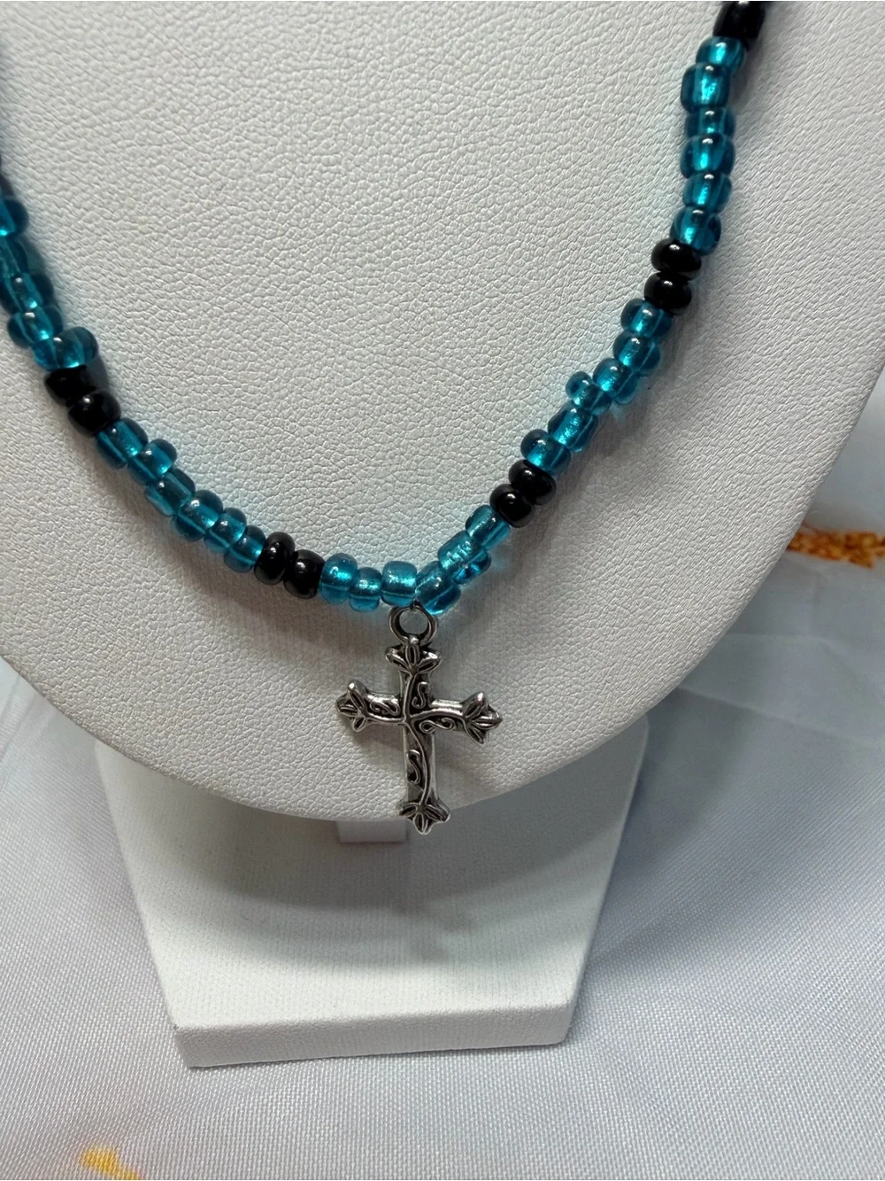 Men’s beaded cross necklace NWOT